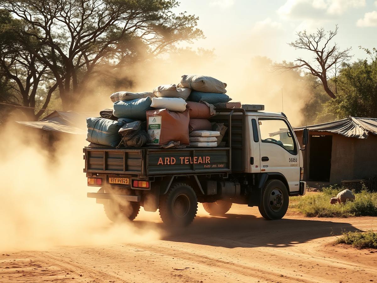 Aid delivery truck in Africa